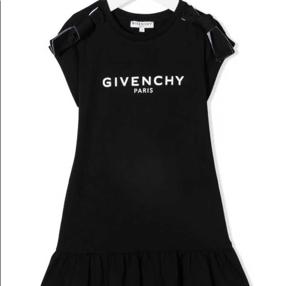Givenchy Kids logo-print shoulder-bow dress.